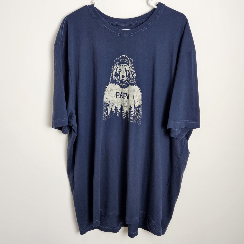 Life Is Good Crusher Tee Shirt Mens Sz XXL Papa Bear Short Sleeve‎ Blue NEW